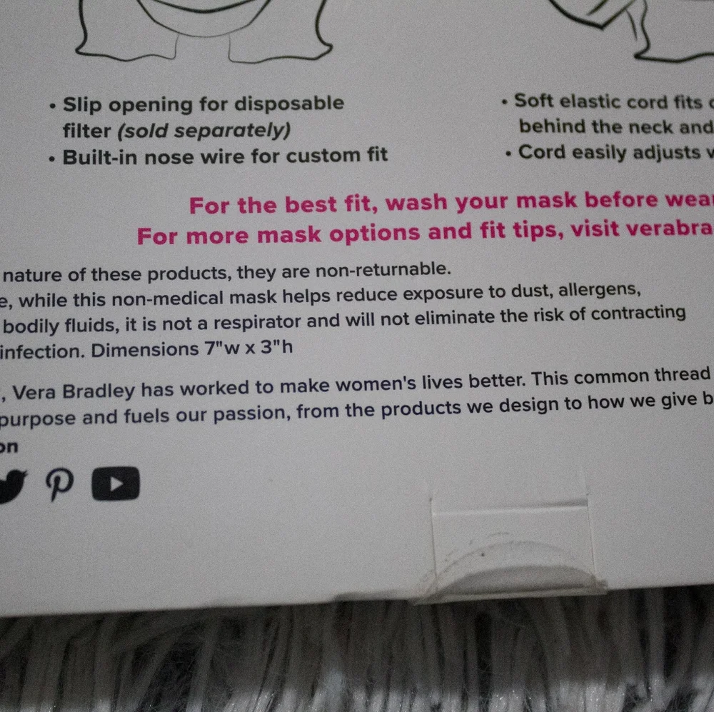 Vera Bradley Youth Pleated Masks